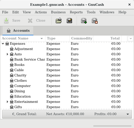 Some default expense accounts