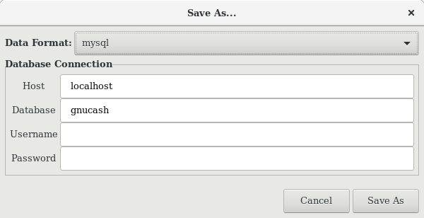 Save screen when mysql or postgres is selected.